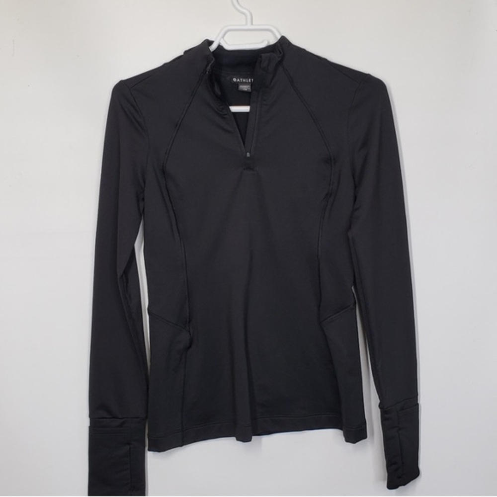Athleta Black Zip Long Sleeve Pullover Jacket Top Back Pocket